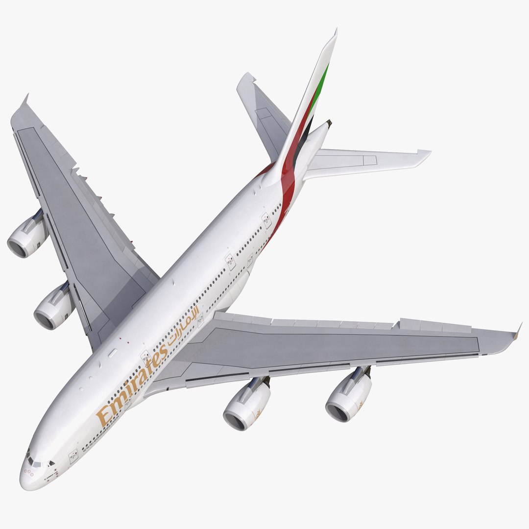 Airbus A380-800 Emirates Rigged 3D Model 3D model preview