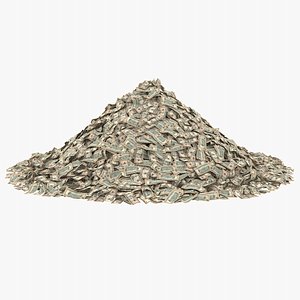 3D 10 dollar bill pile