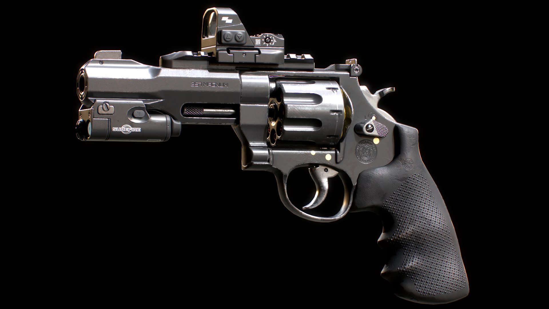 Magnum 357 Red Dot Scope Laser Designator 3D Model TurboSquid 2179715