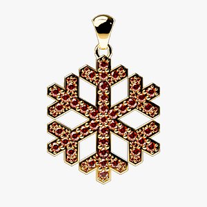 Snowflake with garnet pendant 3D print model 3D model