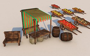 medieval market stall model