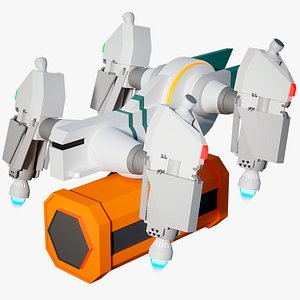 Lowpoly Cartoon Cargo Spaceship 03 Rigged PBR