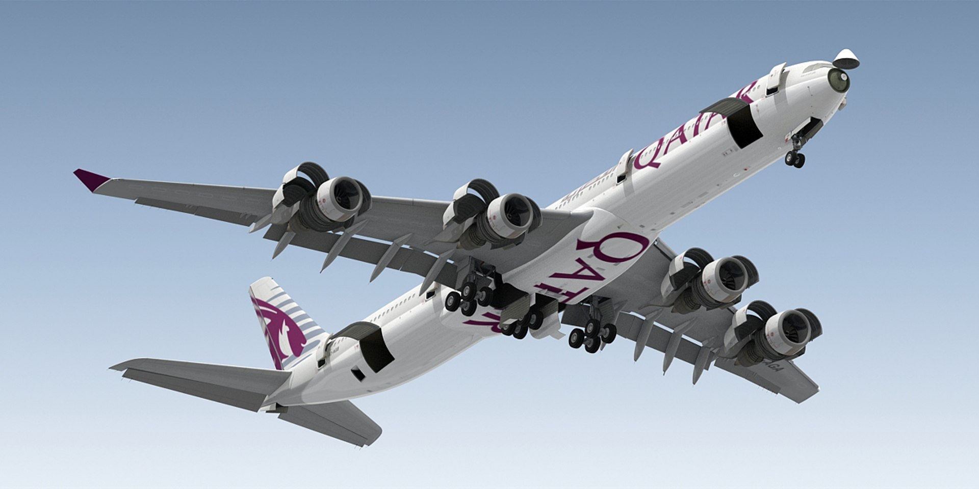Airbus A340-600 Plane Qatar 3d C4d