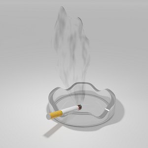 Burning Cigarette and Ashtray