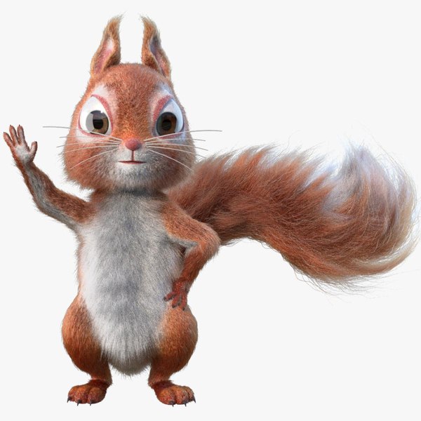 rigged cartoon squirrel fur 3D model