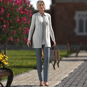 Elderly Woman with Handbag Rigged for Maya 3D model