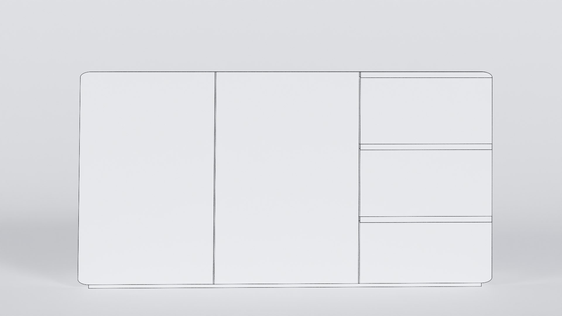 3D Low Poly White Rusted 2 Door 3 Drawers Dresser 3D Model True Renders ...