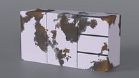 Low Poly white rusted 2 door 3 drawers dresser 3D Model StemCell certified 4K PBR Textures