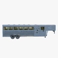 Gooseneck Horse Trailer Rigged Midpoly Worn