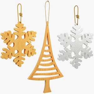 Wooden Christmas Tree Toys Collection V2 3D model