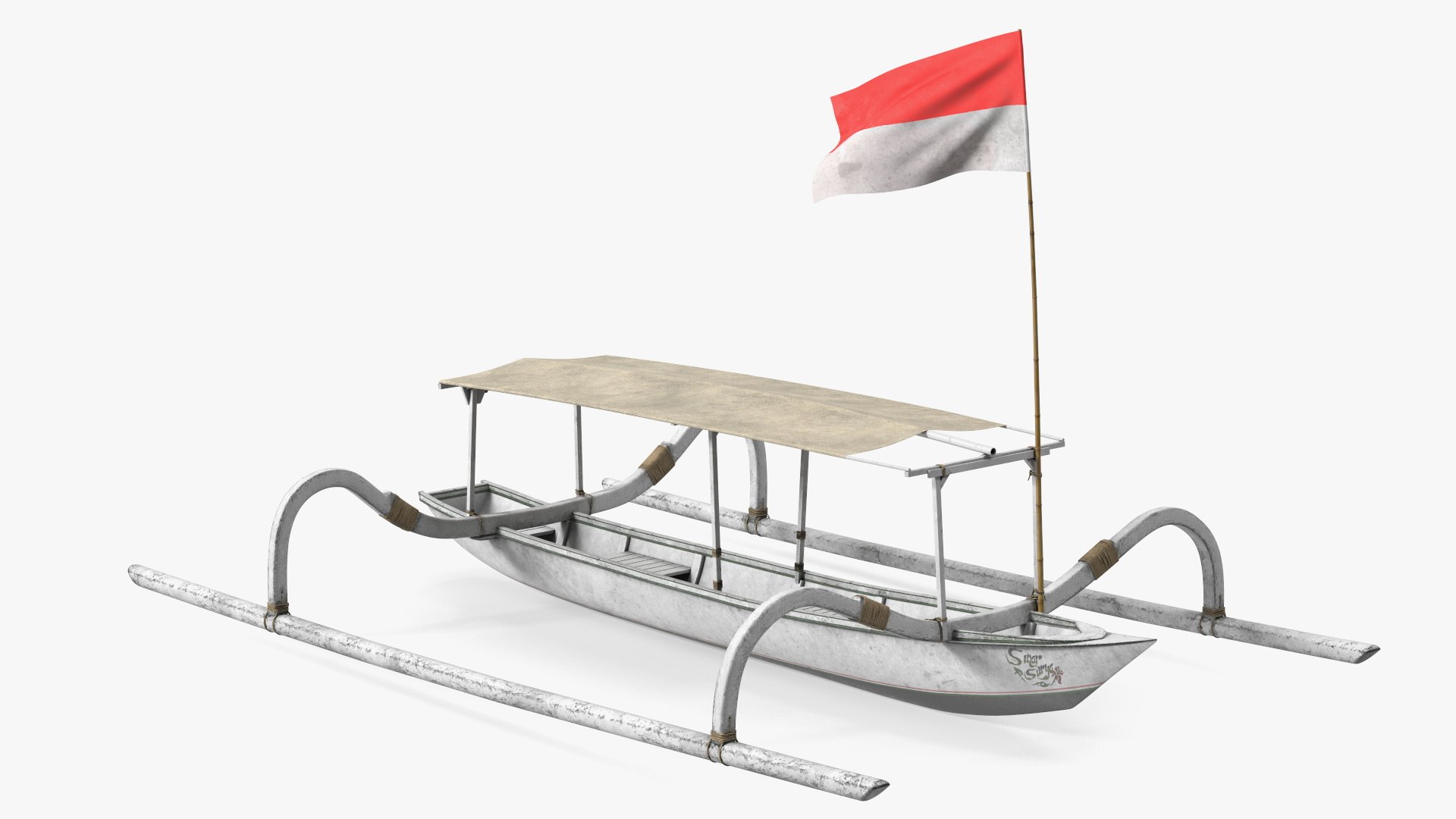 Bali Traditional Boat Jukung White 3D model preview