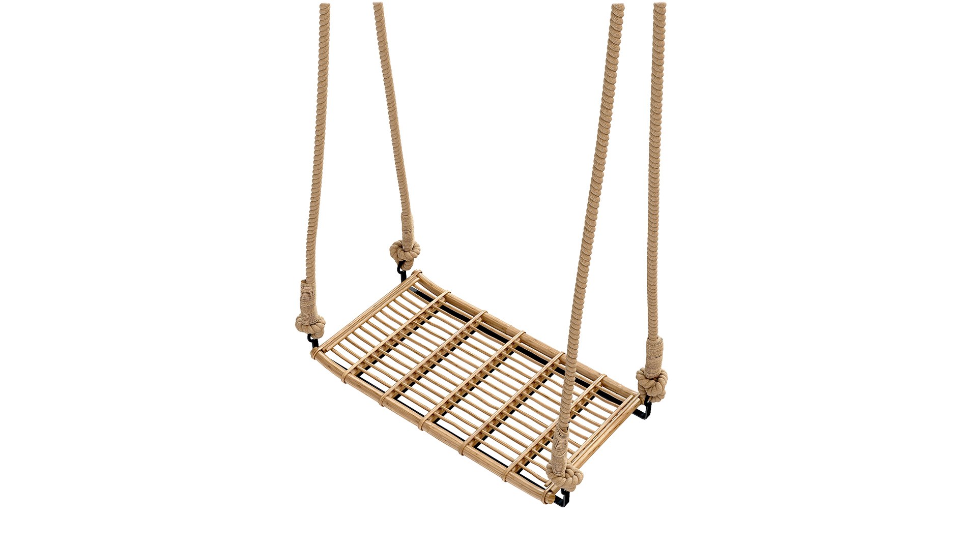 Natural Bamboo Swing With Jute Rope And Metal 3D Model - TurboSquid 1923067