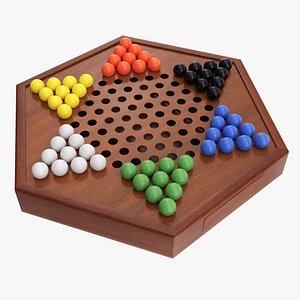 Chinese Checkers Wooden Board Table Game Unboxed 3D model