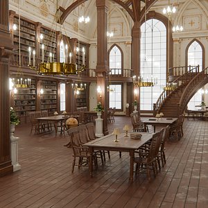 3D model Classical Victorian Library Modular Collection