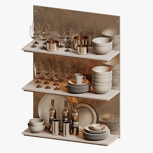 Decorative set of dishes for the kitchen 04 3D model