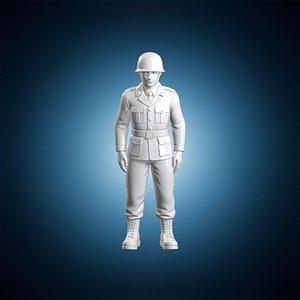 3D model Soldier Military Figure with Helmet 3D Print Model