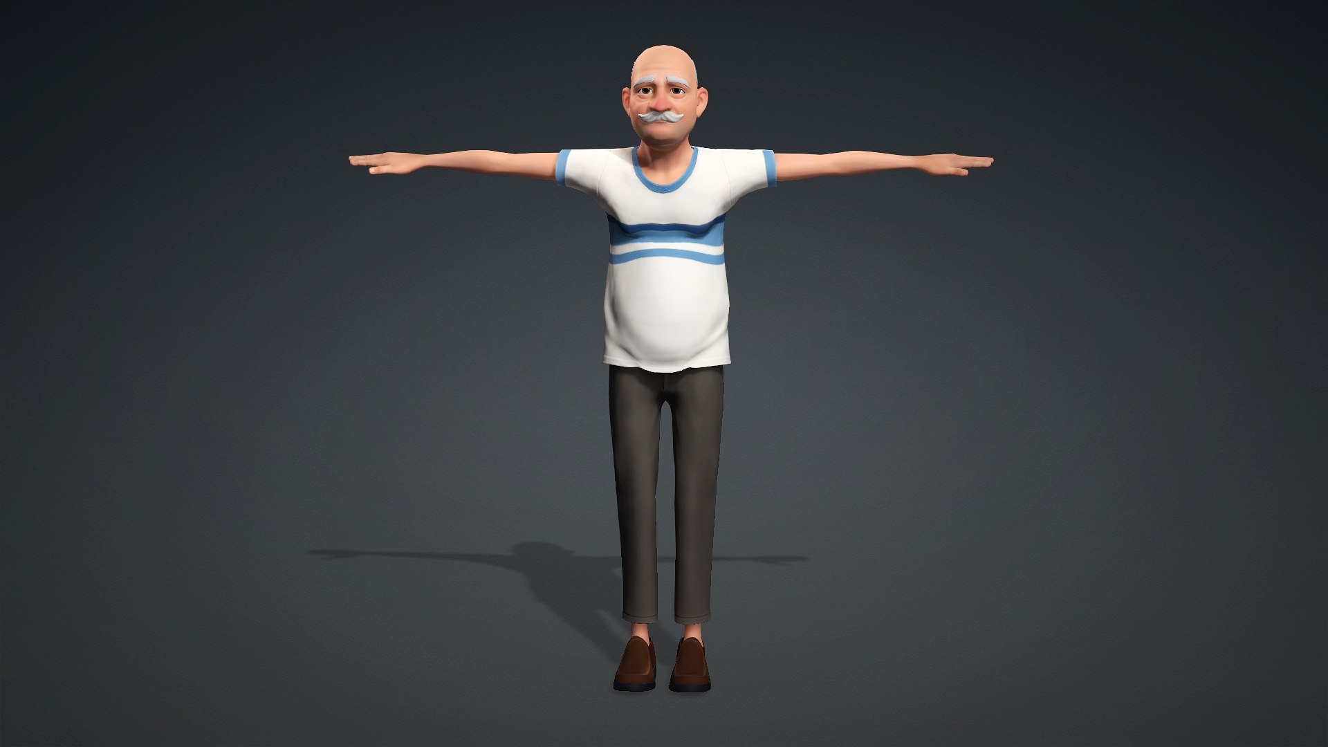 3D Cartoon Old Man Character Fully Rigged Animated model https://p.turbosquid.com/ts-thumb/m0/YpQZjf/Fq/g/jpg/1784312114/1920x1080/fit_q87/3f09384fa84deca300509a35d24f20b373b8cf2d/g.jpg