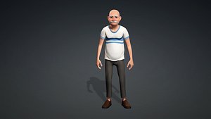 Cartoon Old Man Character Fully Rigged Animated