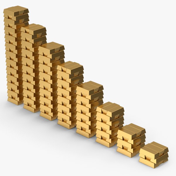 3D Gold Bars Chart model