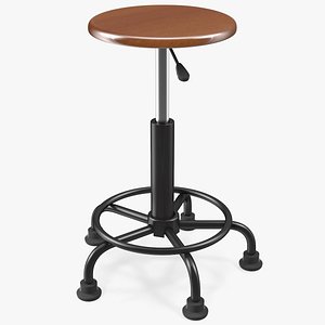 Retro Wood and Metal Drafting Stool