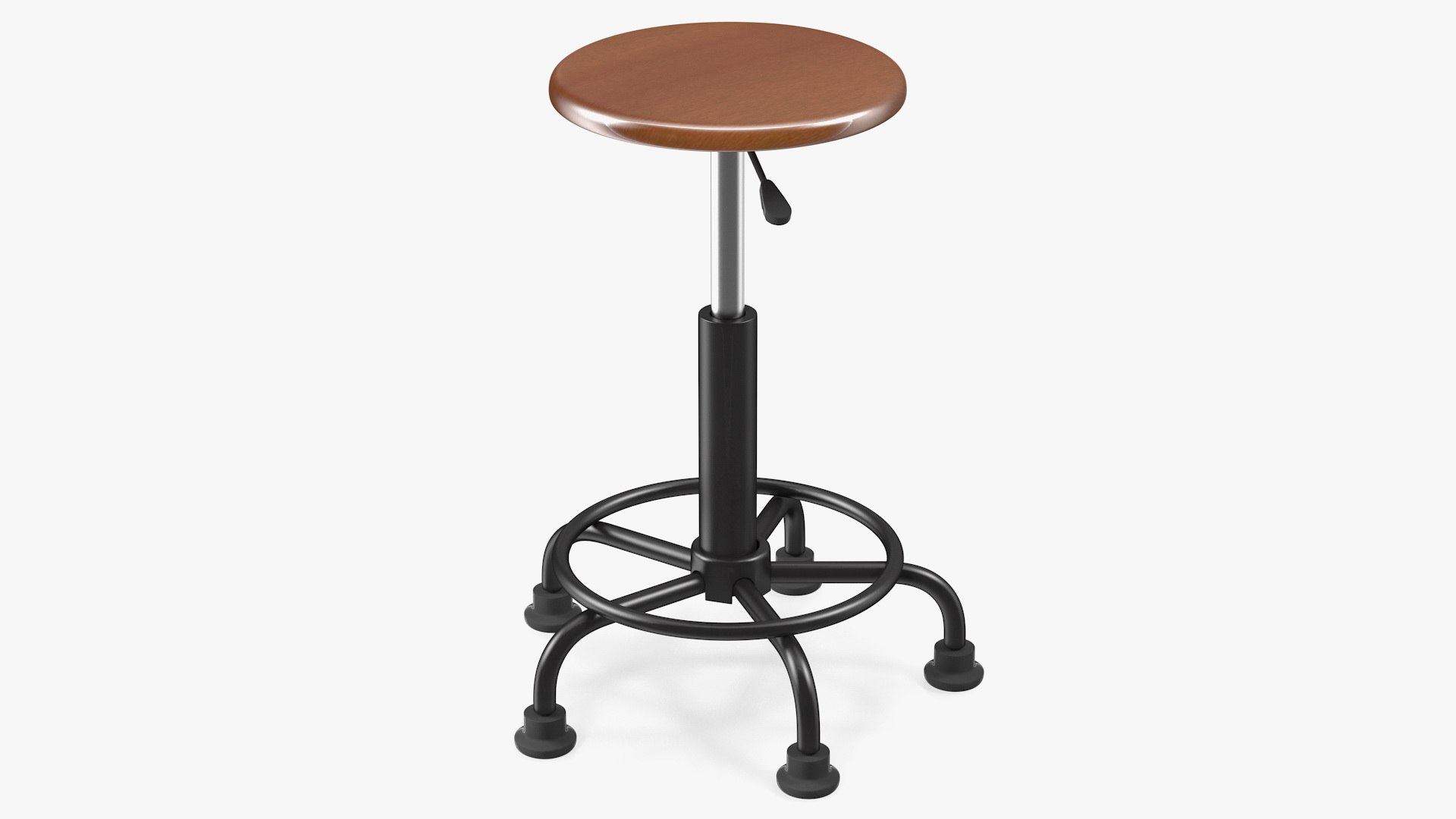 Retro Wood and Metal Drafting Stool 3D model preview