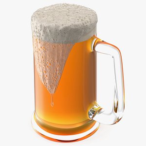 Frothy Beer in Glass Mug