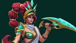 3D Free Stylized Female Character 3D Model Rigged Animated Hand Painted Warrior