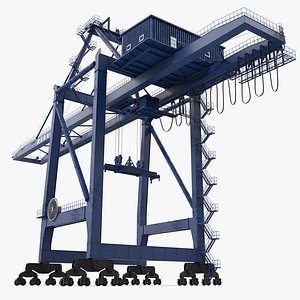 3d container crane blue model