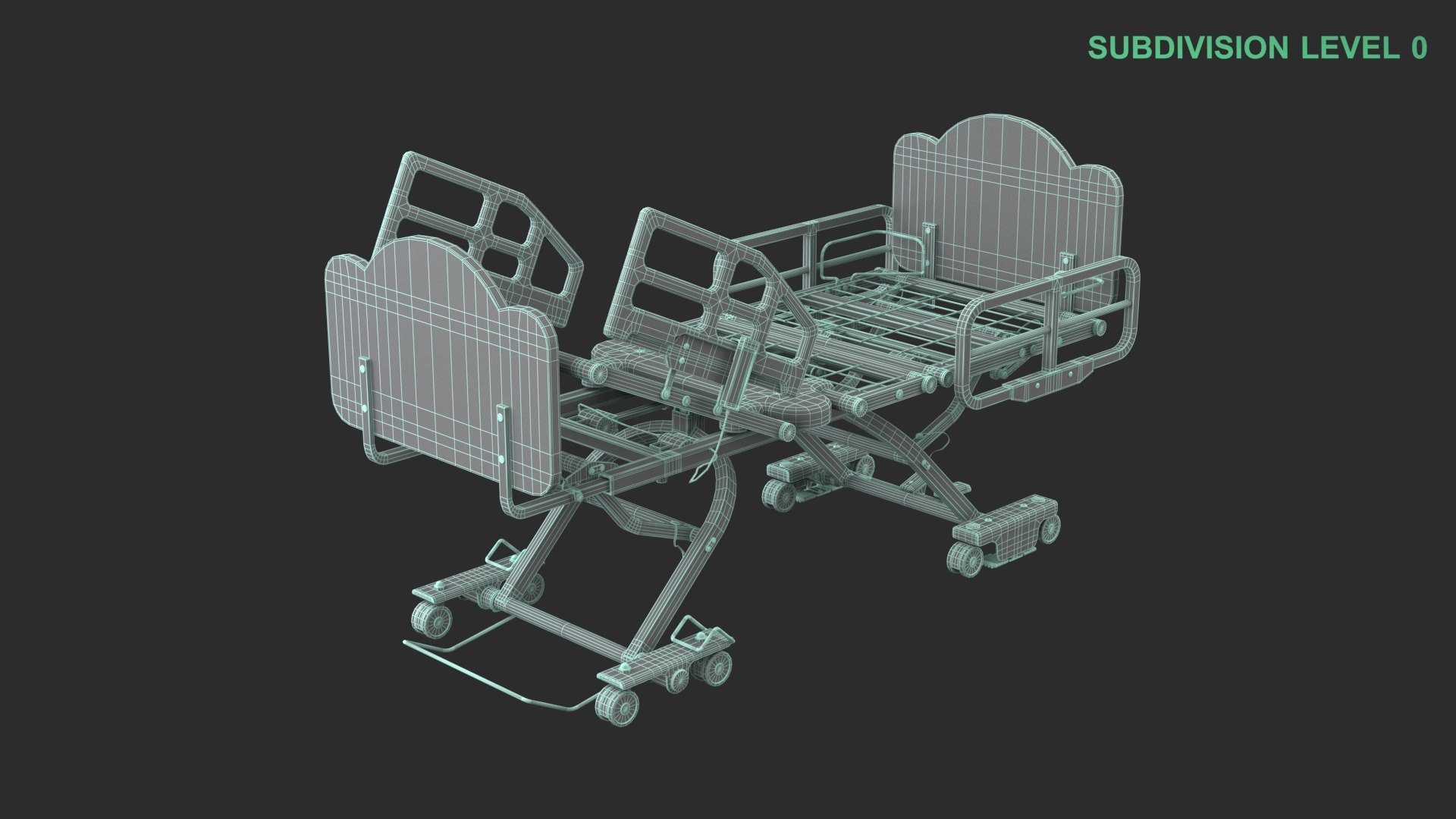 Hospital Bed 3D model https://p.turbosquid.com/ts-thumb/m1/4Fk5tV/Ub/wireframe_0009/jpg/1741335003/1920x1080/fit_q87/eda4d6da92e6e48e2032c58ce61e545bce7cdbbf/wireframe_0009.jpg