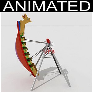 Fun Park Pirate Ship Slide - High Quality Architectural 3d model
