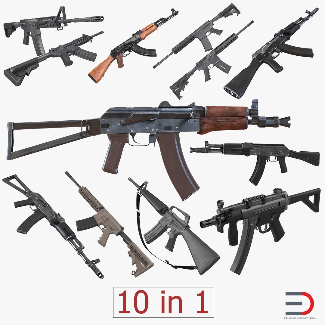 Assault Rifles 3D Models Collection 3 3D model preview
