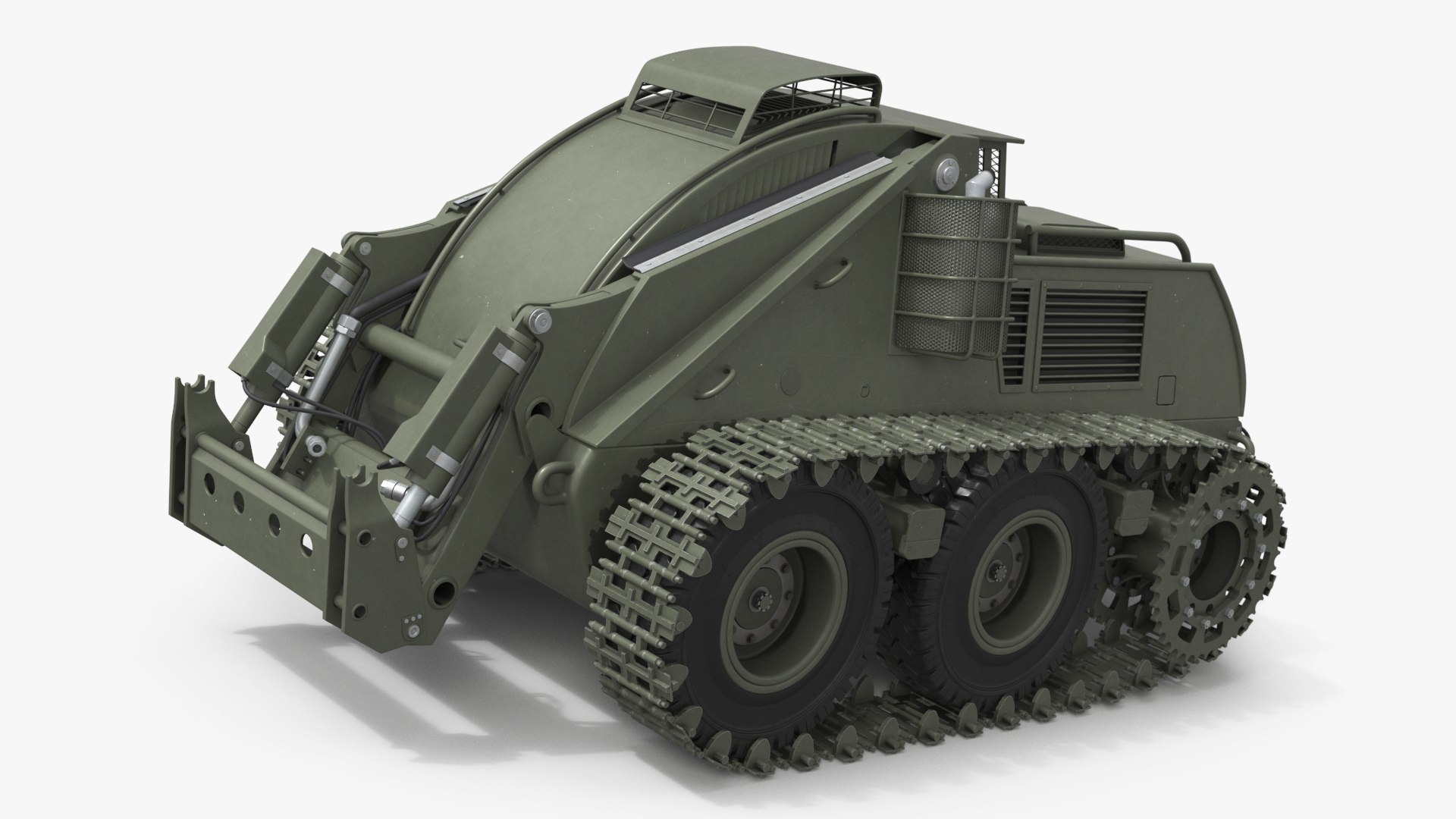 Tracked Unmanned Engineering Platform Chassis Military Green 3D model preview