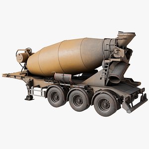 Cement Mixer Dusty Yellow Rigged All PBR Unity UE Textures