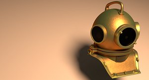3D vintage diving helmet model