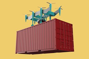 HEAVY DRONE DELIVERY AIR CARGO CONTAINER CARRYING SHIPPING BOX model