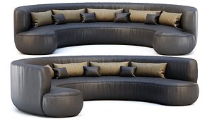 3D Jenifer Restaurant Leather Round Sofa by Bpoint Design
