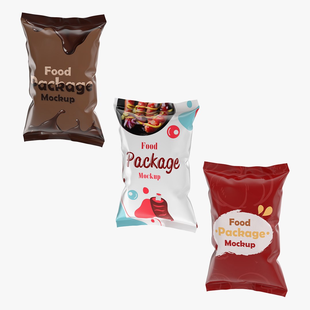 Mockup Food Packages Collection 3D model preview