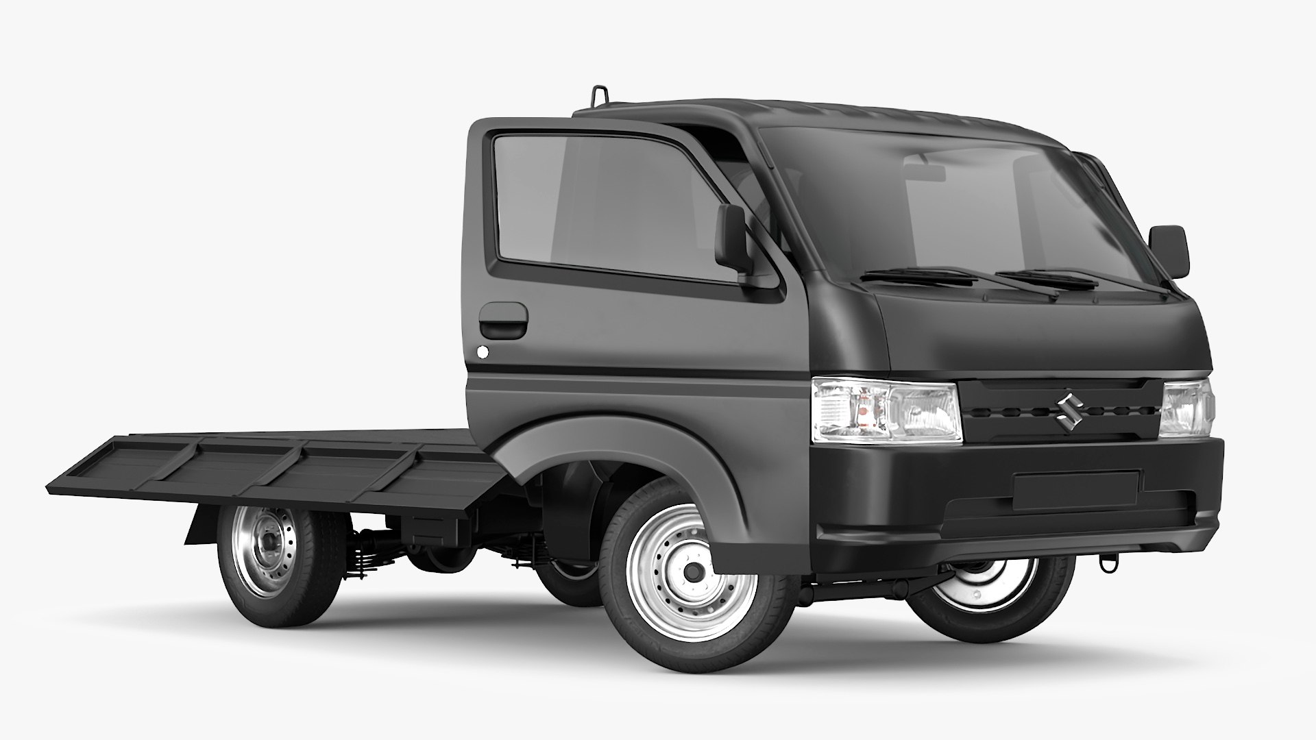 Suzuki Carry Truck Black Rigged 3D model preview