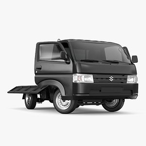 3D Suzuki Carry Truck Black Rigged model