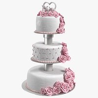 Three Tier Floral Wedding Cake with Topper