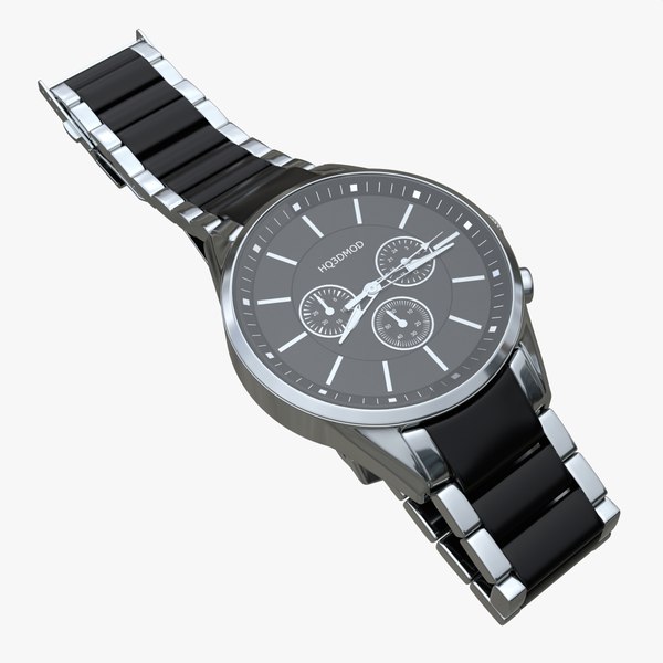 3D Wristwatch with Steel Bracelet 03 model