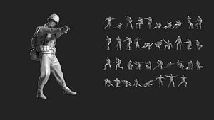 WWII Soldier Set 01 3D model