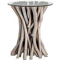 Side coffee table with a base made of teak wood branches 3D model