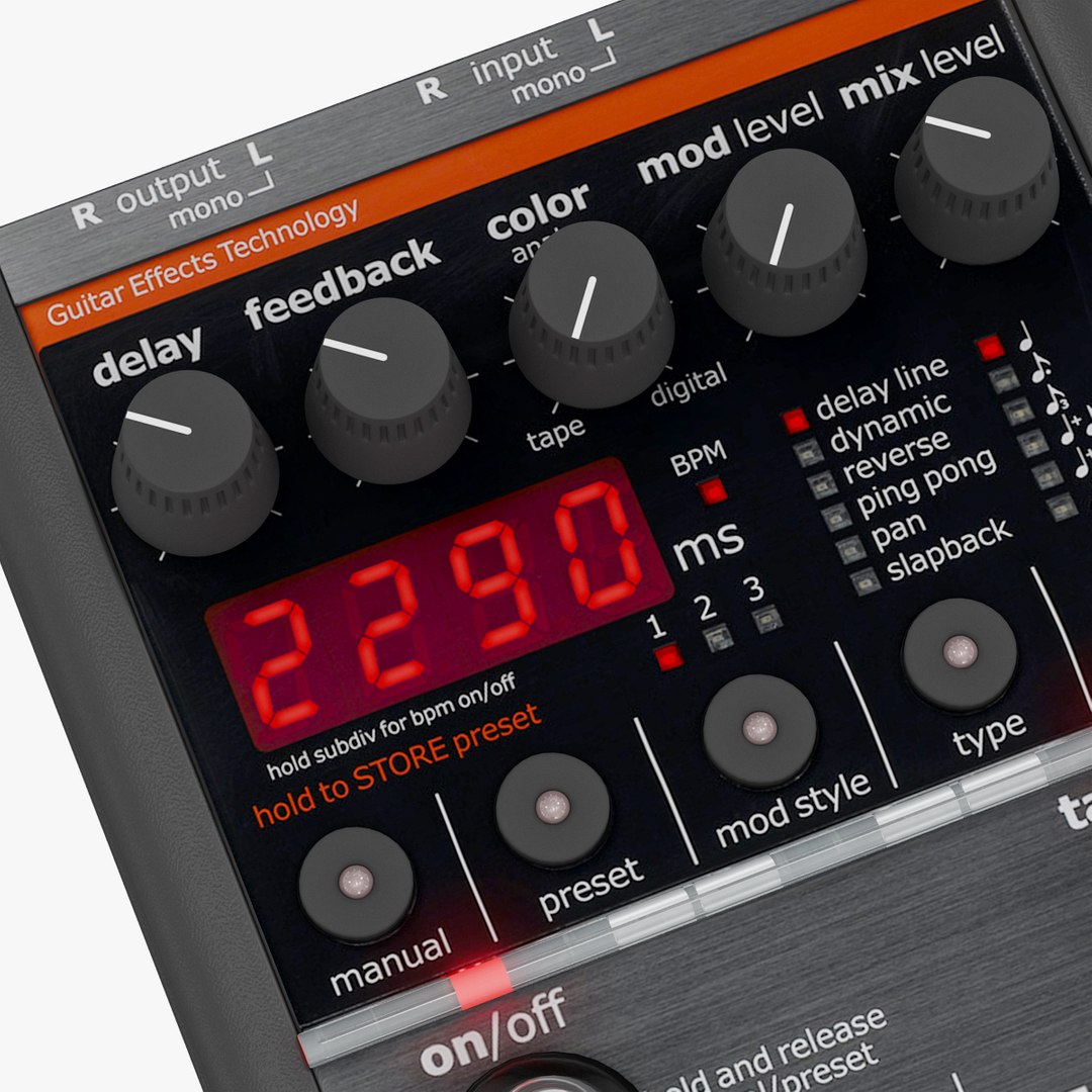 Guitar Stereo Delay Pedal 3d Max
