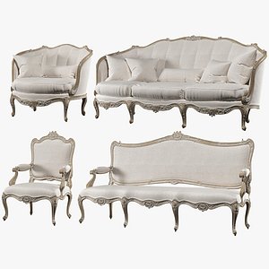 3D model classical sofa and armchair set