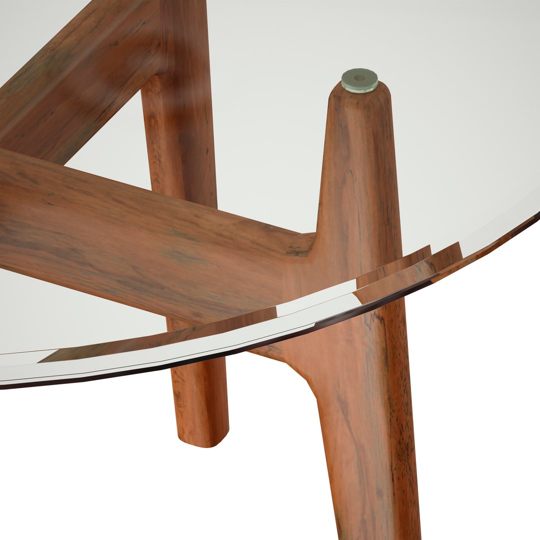 Tate Round Dining Table With Glass Top And Walnut Base 3D - TurboSquid ...