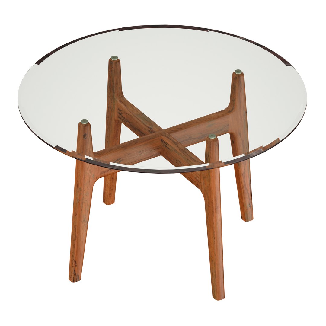 Tate Round Dining Table With Glass Top And Walnut Base 3D - TurboSquid ...