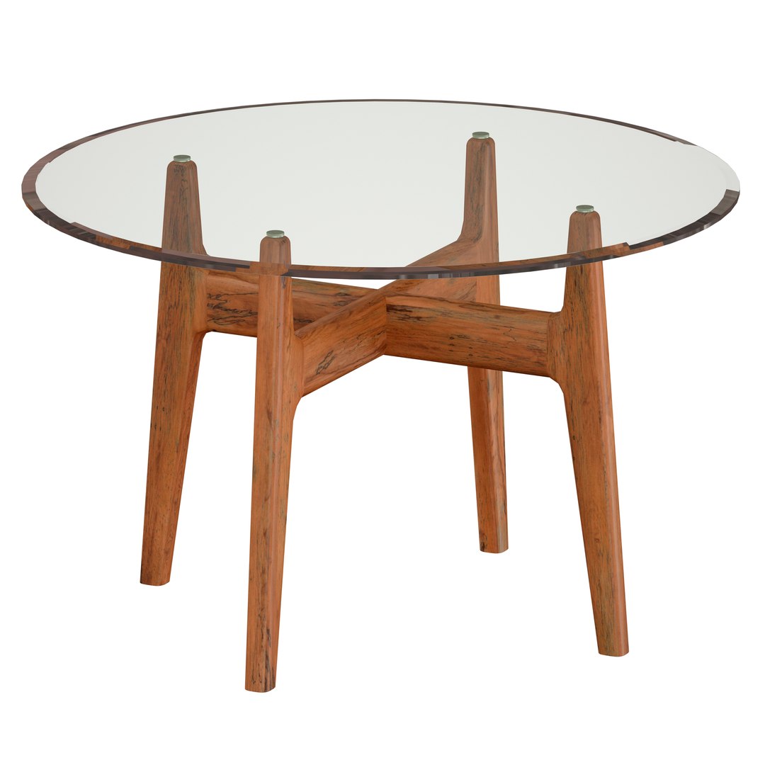 Tate Round Dining Table With Glass Top And Walnut Base 3D - TurboSquid ...