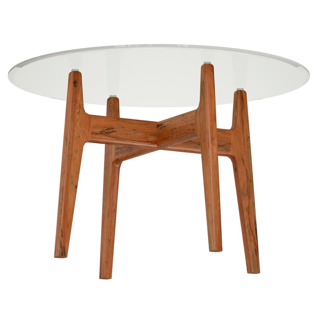 Tate Round Dining Table With Glass Top And Walnut Base 3D - TurboSquid ...