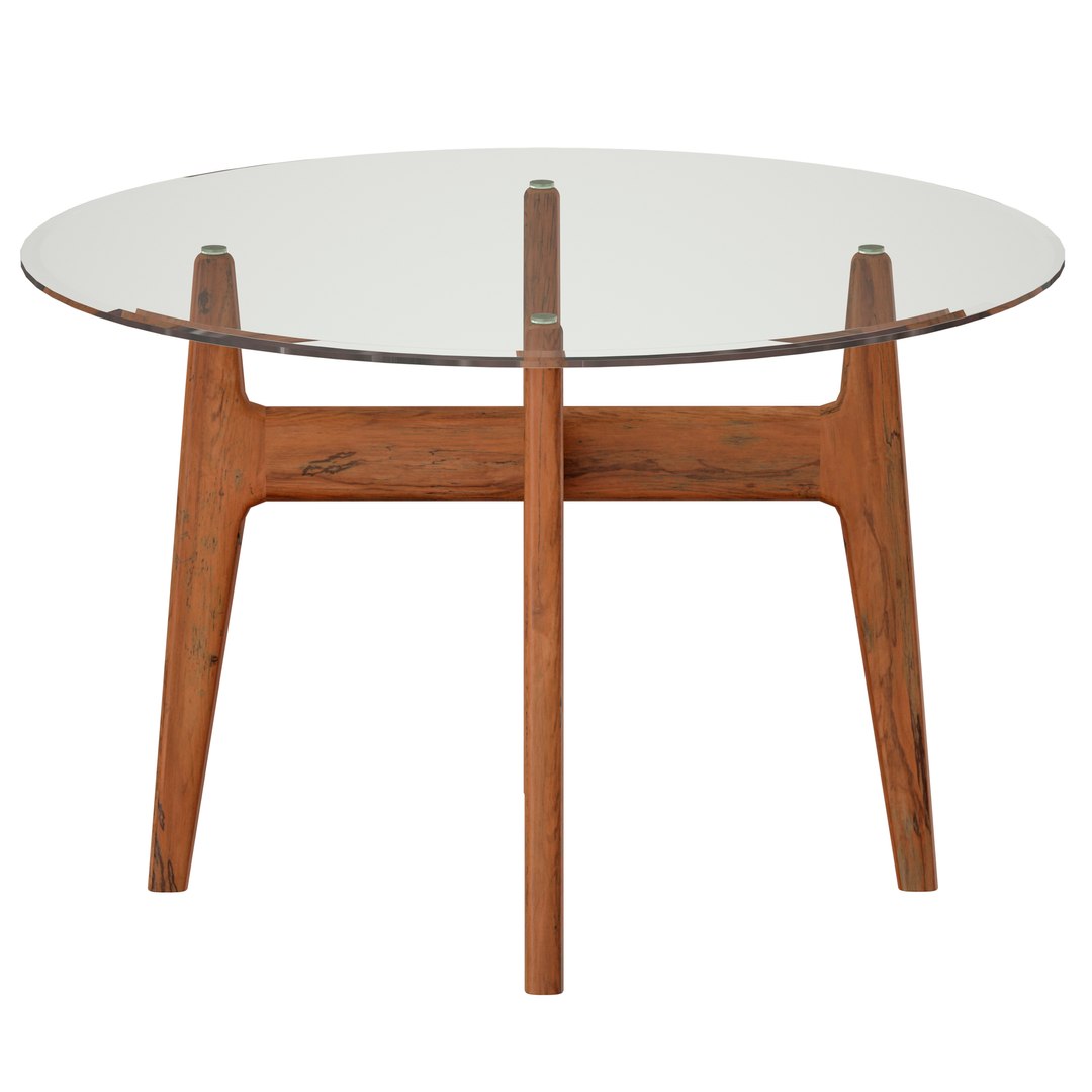 Tate Round Dining Table With Glass Top And Walnut Base 3D - TurboSquid ...